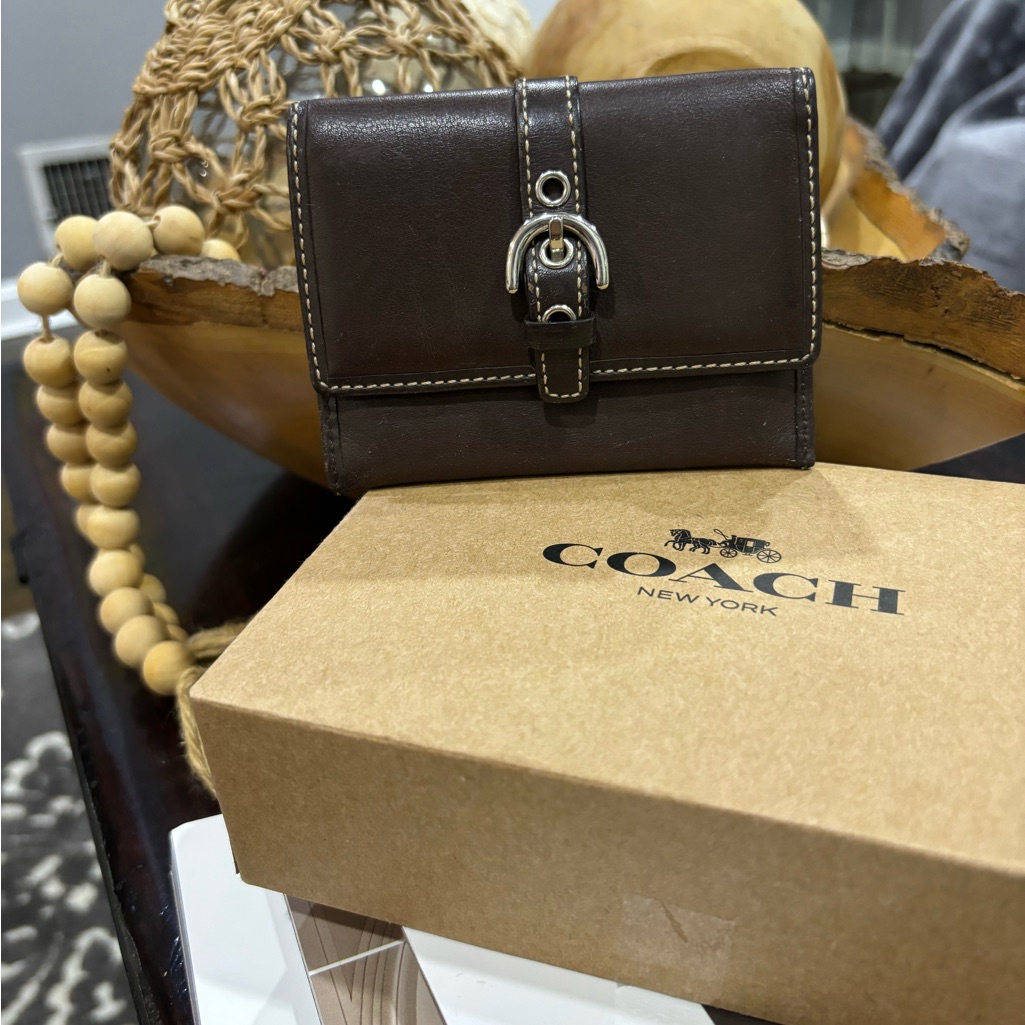 Vintage Coach Brown Leather Card Holder